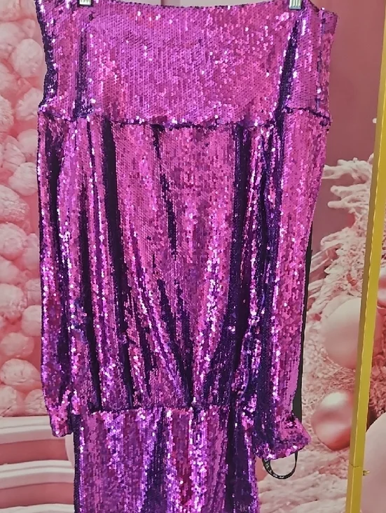 Retrofete Purple Sequin Mini Dress - Picture 2 of 11